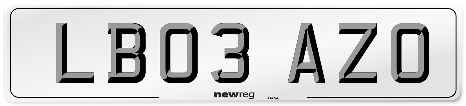 LB03 AZO Number Plate from New Reg